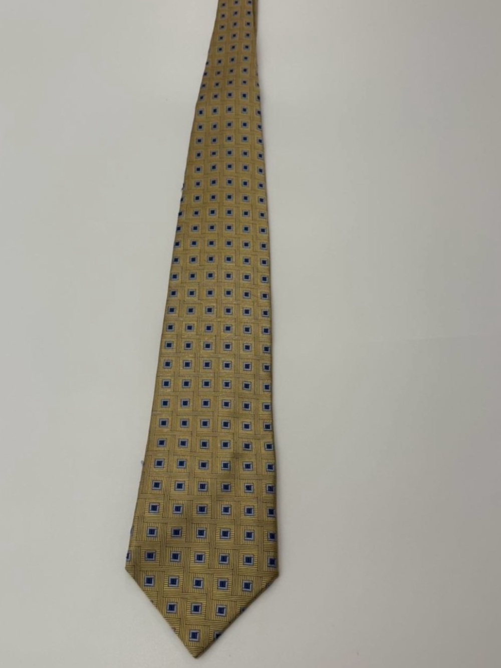 Nautica Gold Tie with Navy Square Pattern